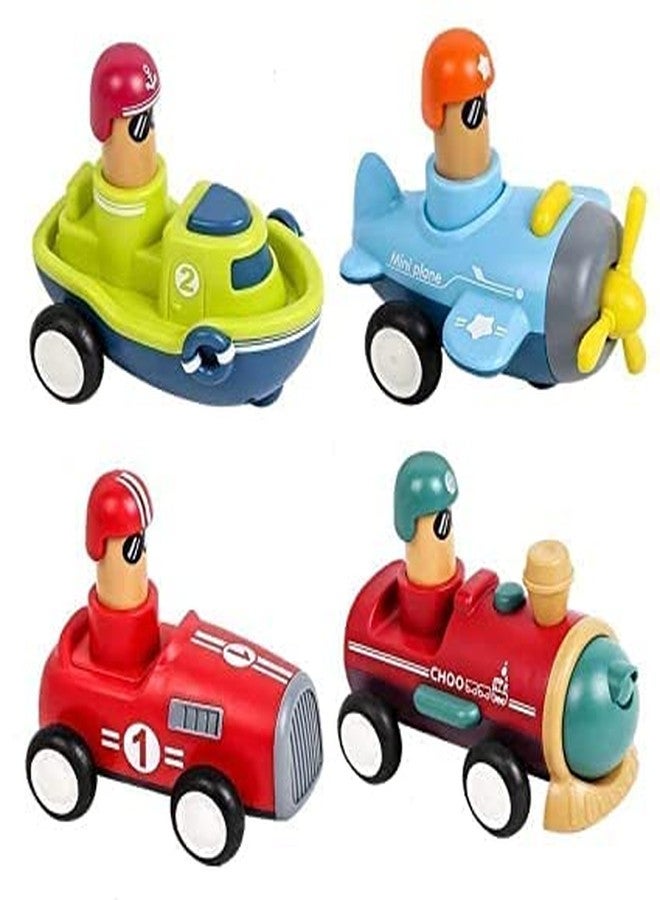 RAMPKD Cute Transport Push N GO 4PCS Set Baby Car Toy for 1 2 Years Old Toddler, Press Go Cars Boys Girls Infant Children Gift, Wind Up Toy (4pc Transport) - Image 1